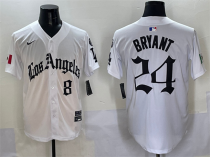 Men's Los Angeles Dodgers Front #8 Back #24 Kobe Bryant White Mexico 2025 LA Gothic Jersey