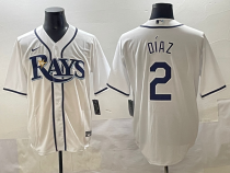 Men's Tampa Bay Rays #2 Yandy Díaz White Game Nike Jersey