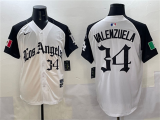 Men's Los Angeles Dodgers #34 Fernando Valenzuela White/Black Mexico 2025 LA Gothic Style Jersey