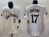 Men's Los Angeles Dodgers #17 Shohei Ohtani White #24 Kobe Bryant White Mexico 2025 LA Gothic Jersey