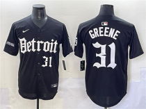 Men's Detroit Tigers #31 Riley Greene Black 'Motor Gothic Edition' Vapor Premier Limited Jersey