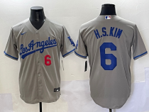 Men's Los Angeles Dodgers #6 Hyeseong Kim Grey Nike Game Jersey