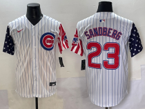 Men's Chicago Cubs #23 Sandberg White Stitched Baseball Jersey