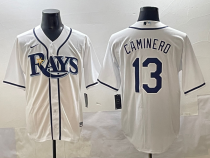 Men's Tampa Bay Rays #13 Junior Caminero White Game Nike Jersey