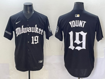 MLB Milwaukee Brewers #19 Yount Black New Jersey