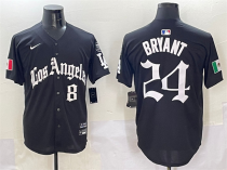 Men's Los Angeles Dodgers Front #8 Back #24 Kobe Bryant Black Mexico 2025 LA Gothic Jersey