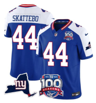 Men's New York Giants #44 Cam Skattebo Royal/White 2025 Draft F.U.S.E. 100th Season & State Jersey