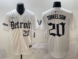 Men's Detroit Tigers #20 Spencer Torkelson White 'Motor Gothic Edition' Vapor Premier Limited Jersey