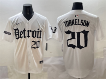 Men's Detroit Tigers #20 Spencer Torkelson White 'Motor Gothic Edition' Vapor Premier Limited Jersey