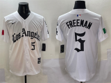 Men's Los Angeles Dodgers #5 Freddie Freeman White #24 Kobe Bryant White Mexico 2025 LA Gothic Jersey