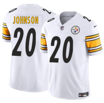 Men's Pittsburgh Steelers #20 Kaleb Johnson White 2025 Draft F.U.S.E. Vapor Limited Jersey