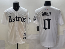 Men's Houston Astros #0 Orbit White 2025 City Connect With Texas Patch Limited Jersey