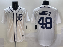 Men's Detroit Tigers #48 Hunter White Stitched Baseball Jersey