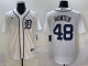 Men's Detroit Tigers #48 Hunter White Stitched Baseball Jersey