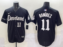Men's Cleveland Guardians #11 José Ramírez Black Gothic Style With Fernando Jersey