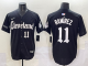 Men's Cleveland Guardians #11 José Ramírez Black Gothic Style With Fernando Jersey