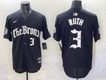 MLB New York Yankees #3 Babe Ruth Black 'Gothic Fog Edition' Vapor Premier Limited Jersey