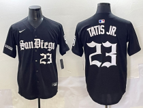 Men's San Diego Padres #23 Fernando Tatis Jr. Black Gothic Style With Fernando Jersey