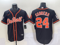 Men's Detroit Tigers #24 Miguel Cabrera Black Game Nike Jersey