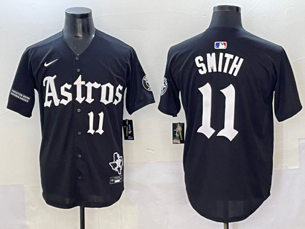 Men's Houston Astros #11 Cam Black 2025 City Connect With Texas Patch Limited Jersey