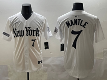 Men's New York Yankees #7 Mickey Mantle White 'Gothic Fog Edition' Vapor Premier Limited Jersey