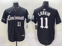 MLB Cincinnati Reds #11 Barry Larkin Black 'Motor Gothic Edition' Vapor Premier Limited Jersey