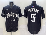Men's Los Angeles Dodgers #5 Freddie Freeman Mexico 2025 LA Gothic Style With Vin And 2024 Jersey