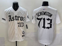 Men's Houston Astros #713 Screwston White 2025 City Connect With Texas Patch Limited Jersey