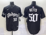 Men's Los Angeles Dodgers #50 Mookie Betts Black Mexico 2025 LA Gothic Style Jersey