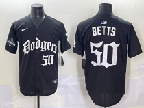 Men's Los Angeles Dodgers #50 Mookie Betts Black Mexico 2025 LA Gothic Style Jersey