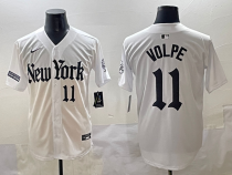 Men's New York Yankees #11 Anthony Volpe White 'Gothic Fog Edition' Vapor Premier Limited Jersey
