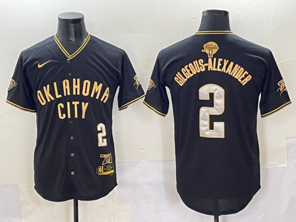 NBA Oklahoma City Thunder #2 Shai Gilgeous-Alexander Black Baseball Jersey