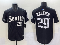 Men's Seattle Mariners #29 Cal Raleigh Black 'Gothic Fog Edition' Vapor Premier Limited Jersey