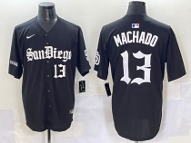 Men's San Diego Padres #13 Manny Machado Black Gothic Style With Fernando Jersey