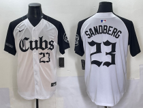 Men's Chicago Cubs #23 Sandberg White Gothic Style With Fernando Jersey