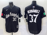 Men's Los Angeles Dodgers #37 Teoscar Hernández Black Mexico 2025 LA Gothic Style Jersey