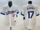 Men's Los Angeles Dodgers #17 大谷翔平 White Stitched Jersey