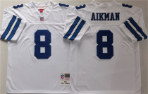 Men's Dallas Cowboys #8 Troy Aikman White Throwback Football Stitched Jersey