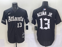 MLB Atlanta Braves #13 Ronald Acuña Jr. Black 'Gothic Fog Edition' Vapor Premier Limited Jersey