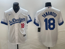 Men's Los Angeles Dodgers #18 Yoshinobu Yamamoto White Stitched Jersey