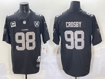 Men's Las Vegas Raiders #98 Maxx Crosby 2024 Anniversary Patch & C Patch Black Stitched Jersey