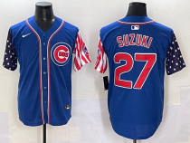 Men's Chicago Cubs #27 Seiya Suzuki Blue Stitched Baseball Jersey
