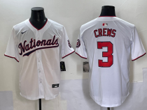 Men's Washington Nationals #3 Crews White Game Nike Jersey