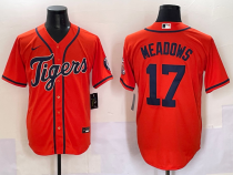 Men's Detroit Tigers #17 Meadows Orange Stitched Baseball Jersey