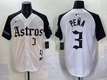 Men's Houston Astros #3 Jeremy Peña White 2025 City Connect With Texas Patch Limited Jersey