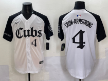 Men's Chicago Cubs #4 Pete Crow-Armstrong White Gothic Style With Fernando Jersey