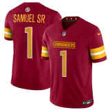 Men's Washington Commanders #1 Deebo Samuel Sr Burgundy 2025 F.U.S.E. Vapor Limited Jersey