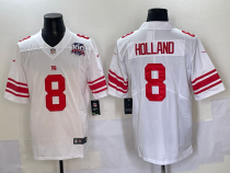 Men's New York Giants #8 Jevon Holland White 2025 With 100th Season Patch Vapor Untouchable Limited Jersey