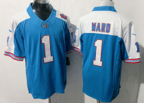 Men's New York Giants #1 Nabers White/Blue 2025 Draft F.U.S.E. 100th Season & State Jersey