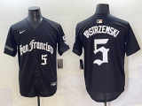 Men's San Francisco Giants #5 Yastrzemski Black Gothic Style With Fernando Jersey